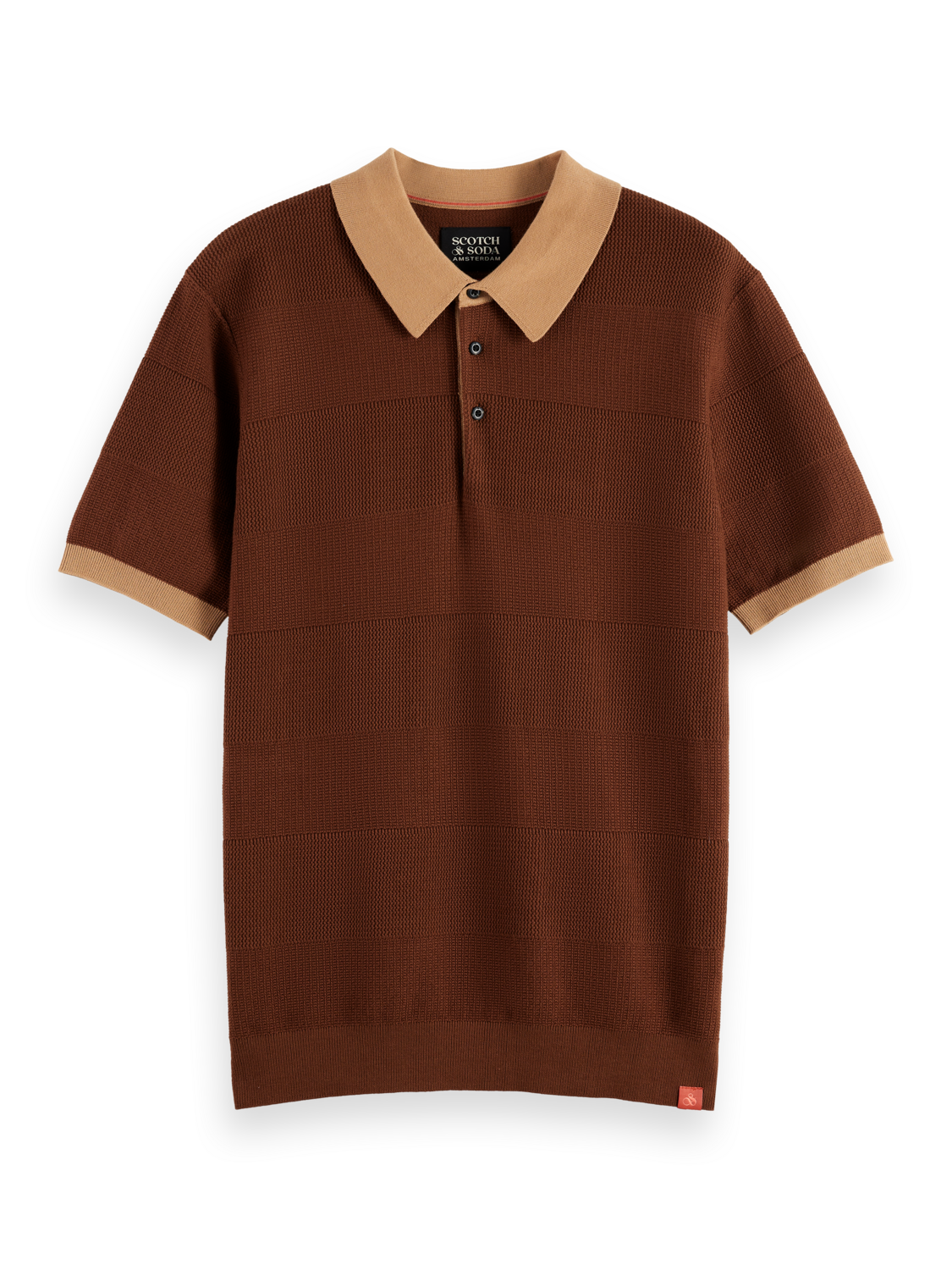 Knitted tonal striped regular polo