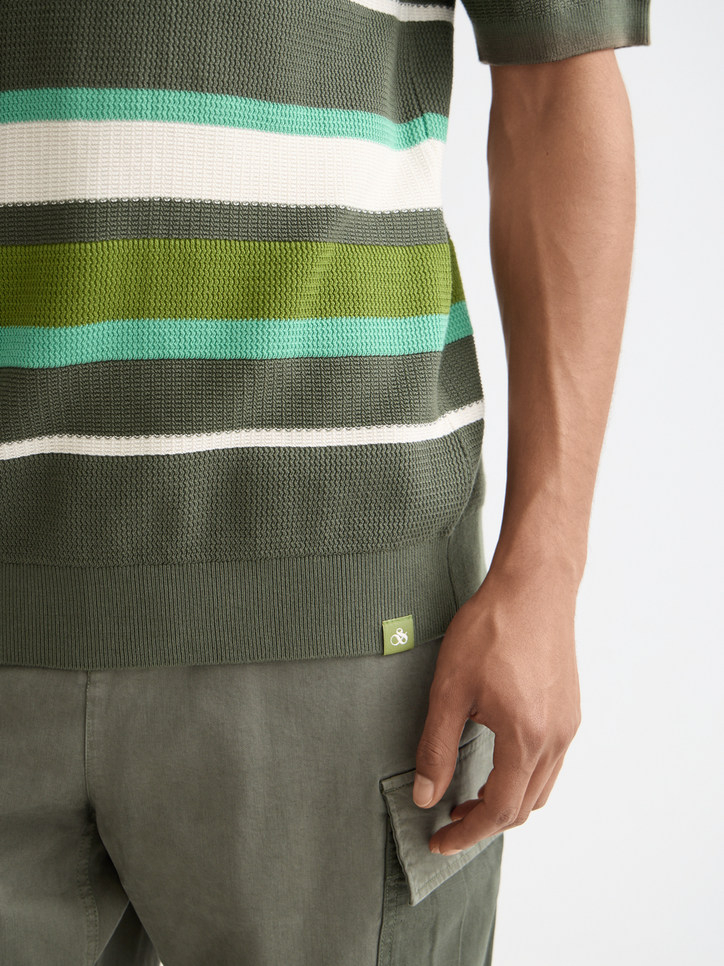Knitted striped regular polo
