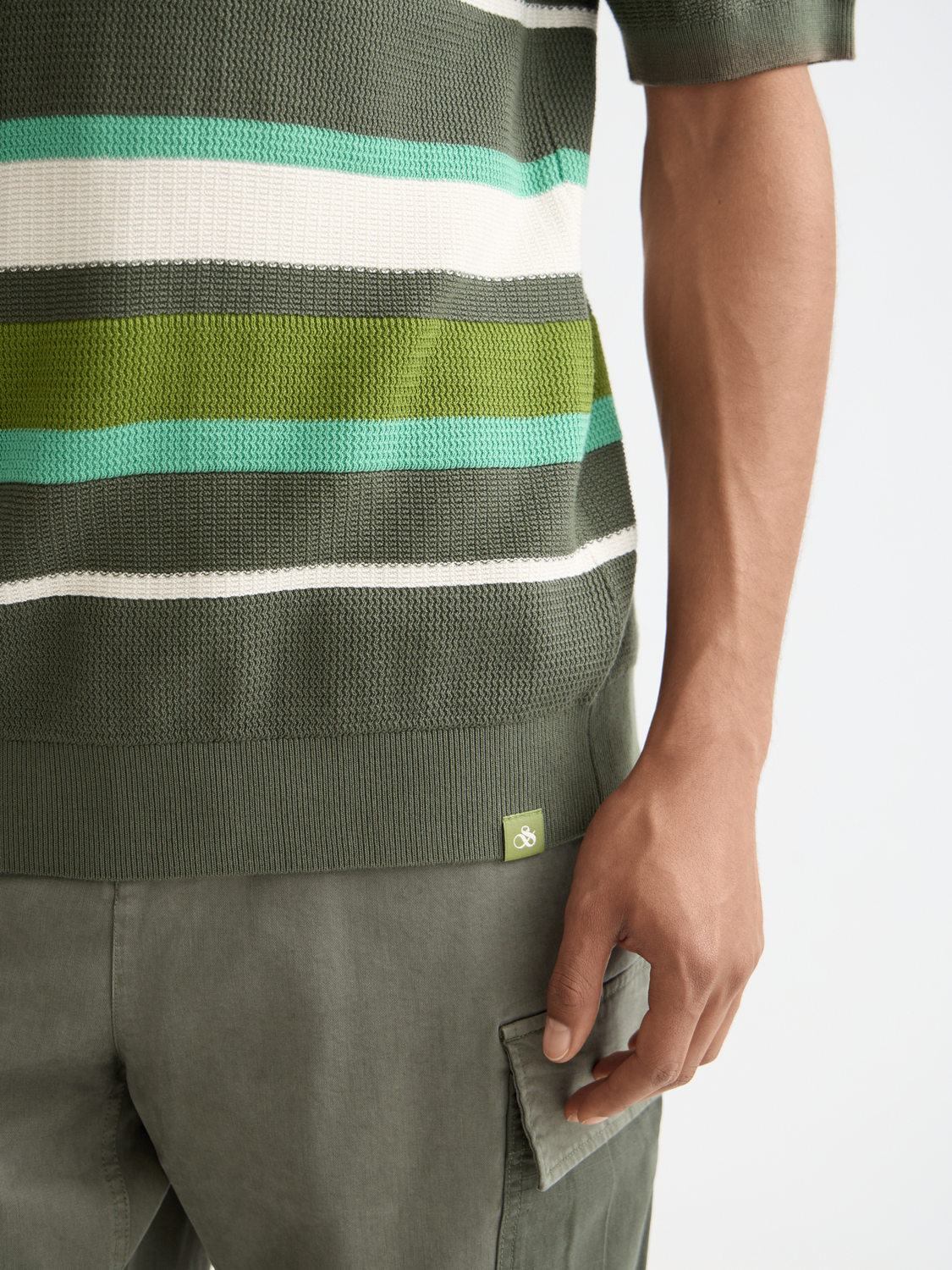Knitted striped regular polo