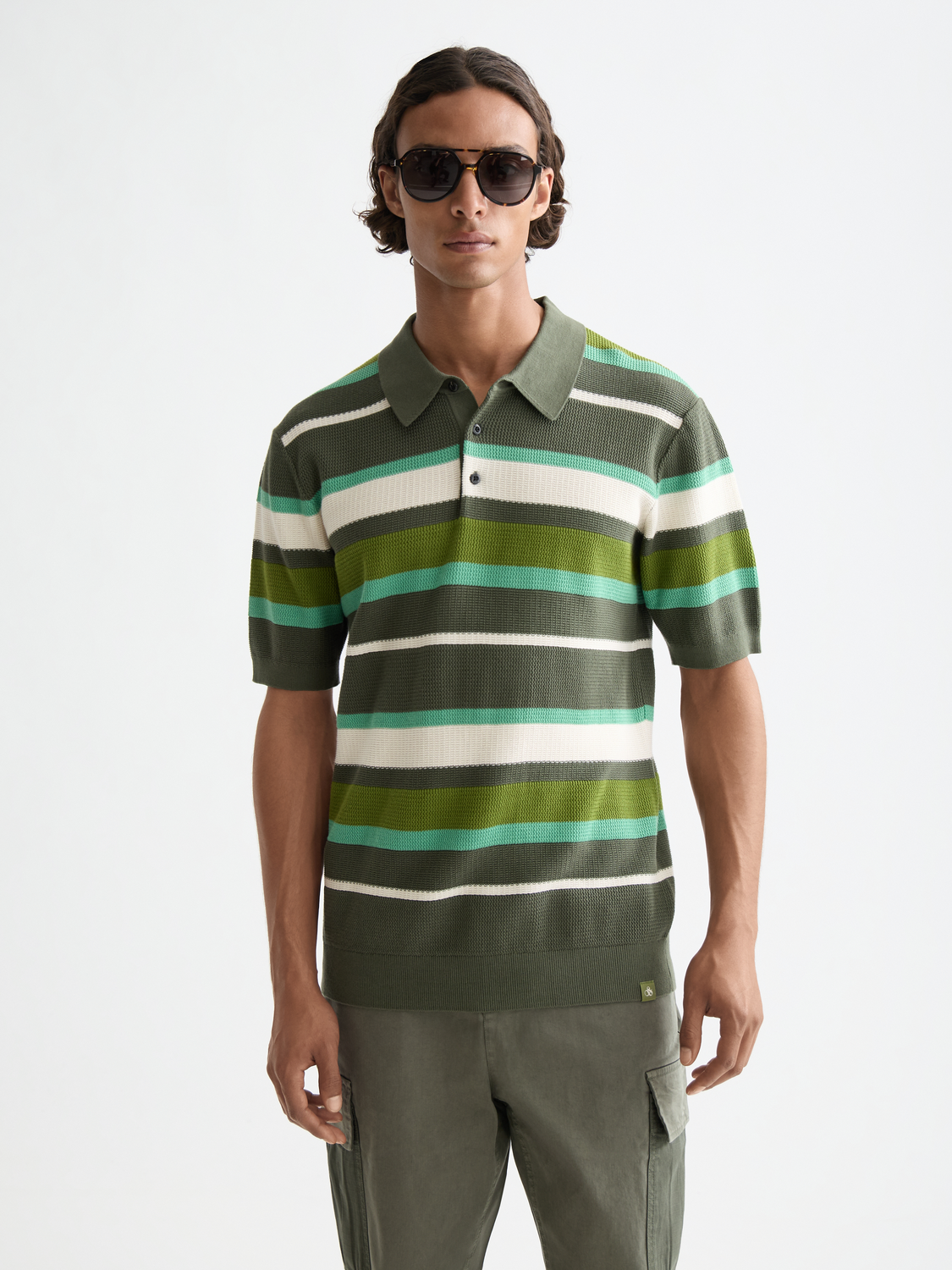 Knitted striped regular polo