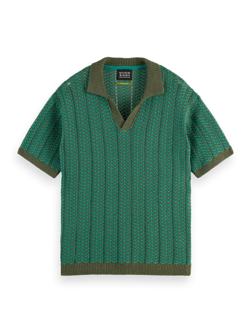 knitted v-neck polo