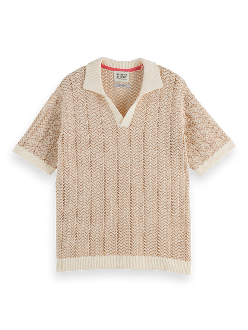 knitted v-neck polo