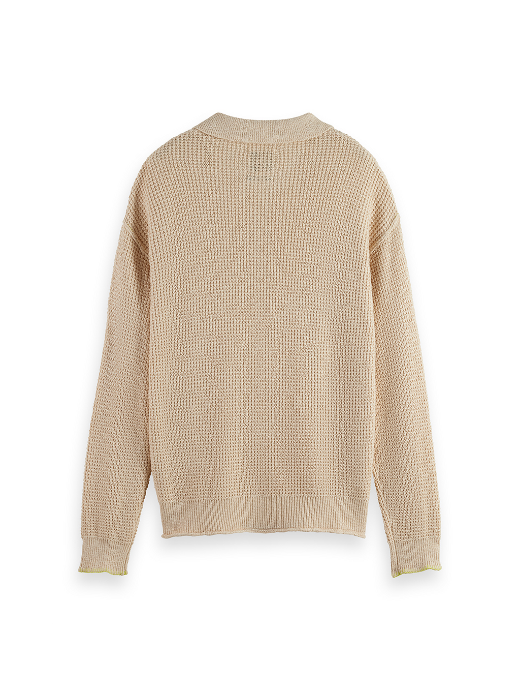 Waffle dropped shoulder long sleeve polo
