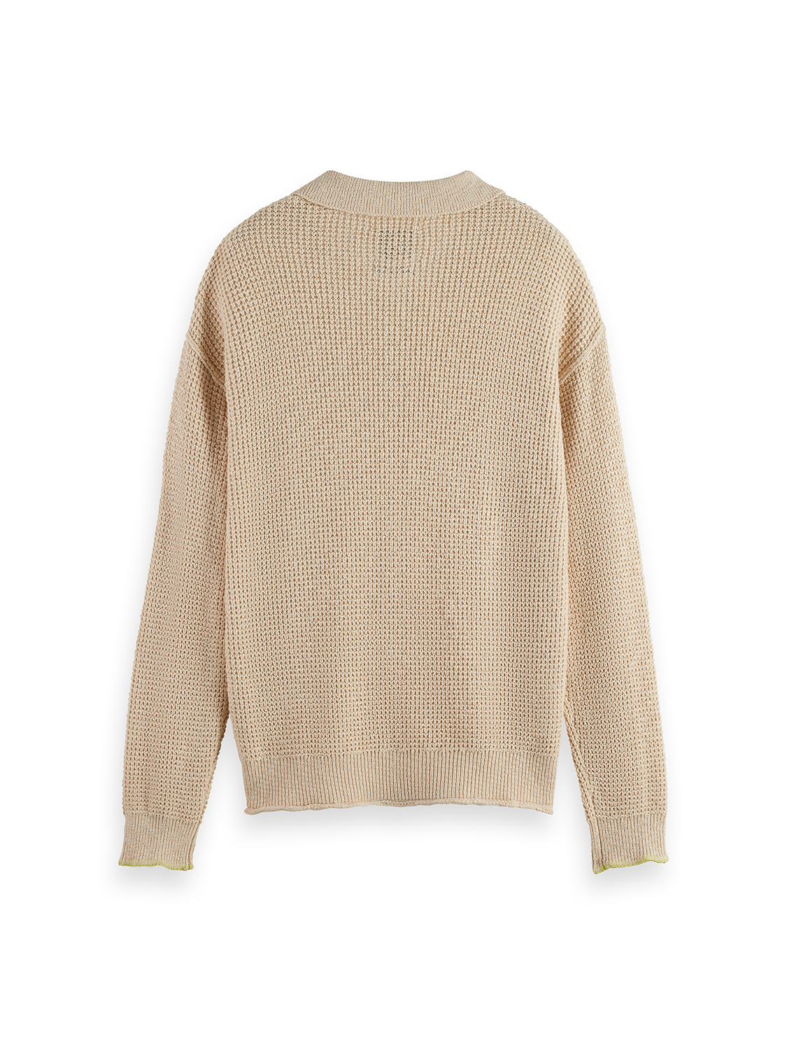 Waffle dropped shoulder long sleeve polo
