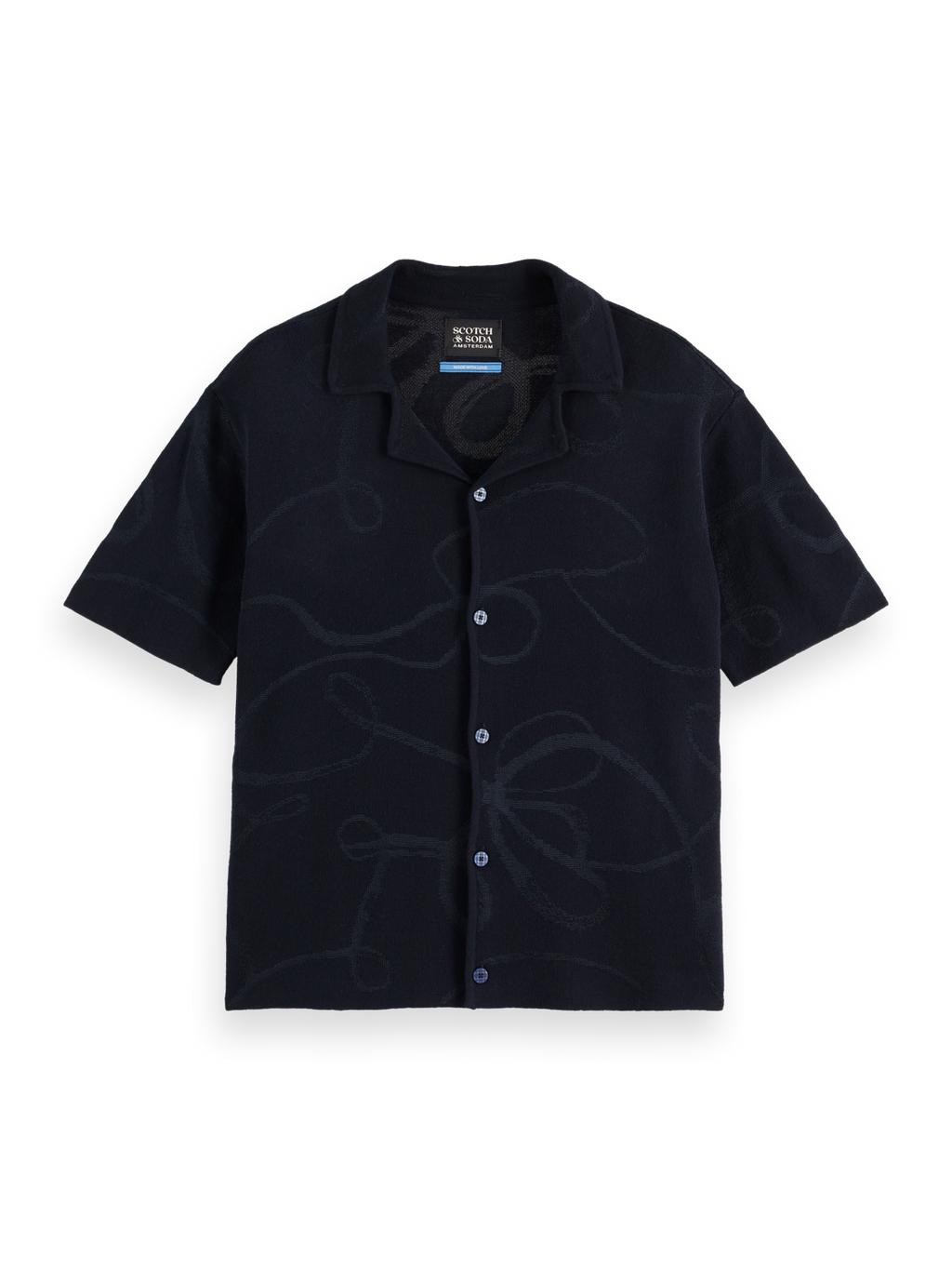 Jacquard knitted short sleeve shirt