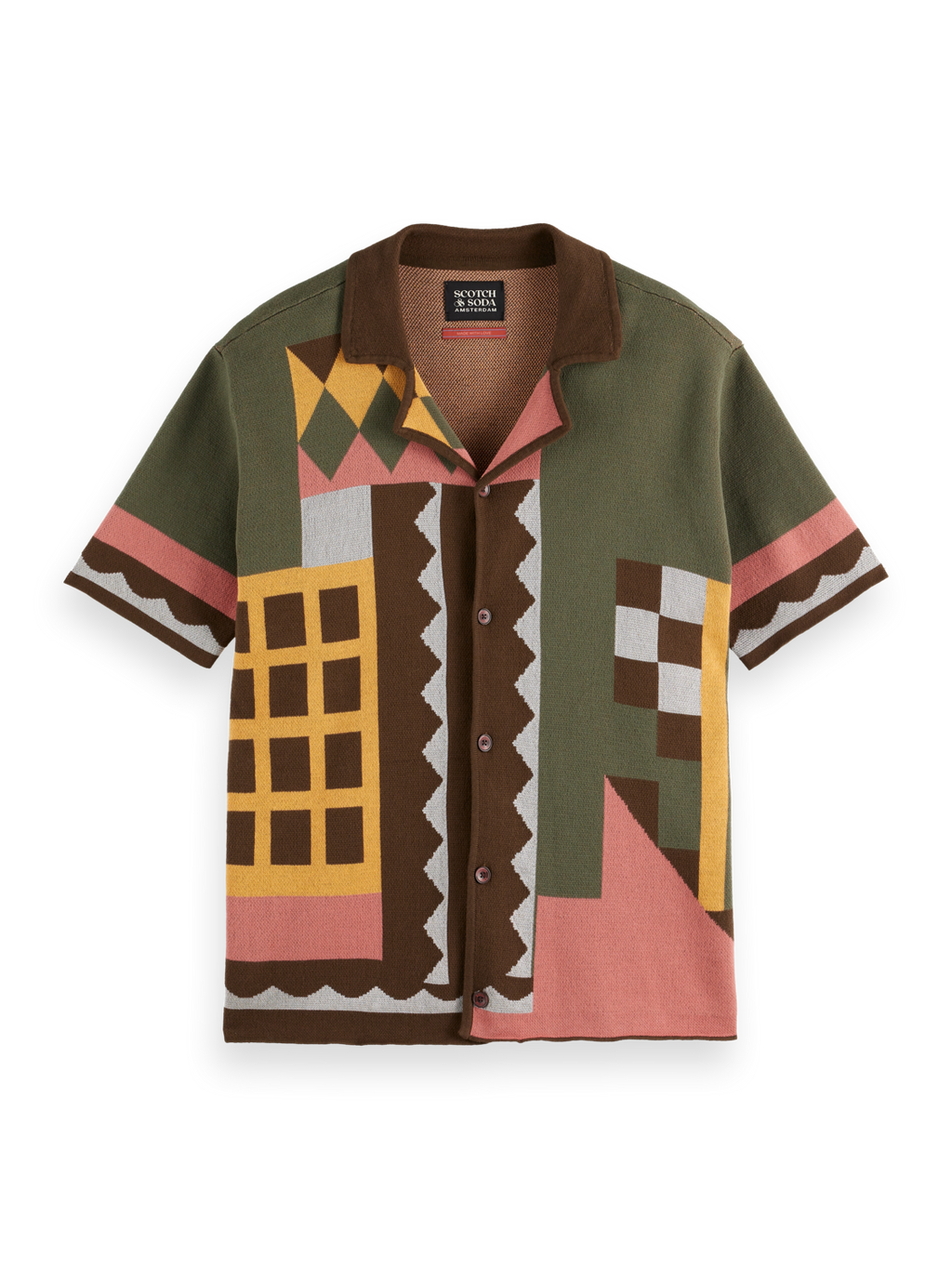 Knitted jacquard short sleeve shirt