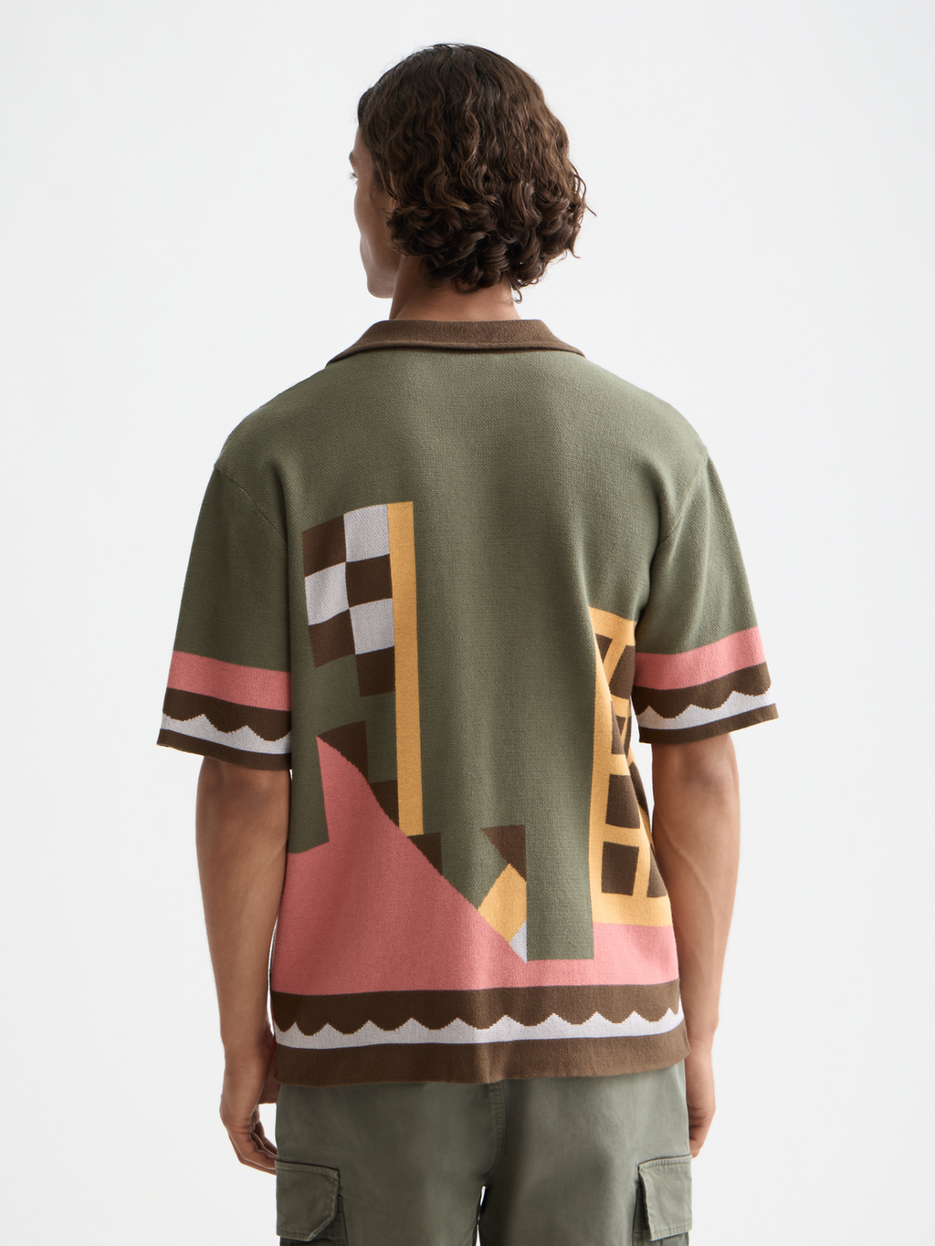 Knitted jacquard short sleeve shirt