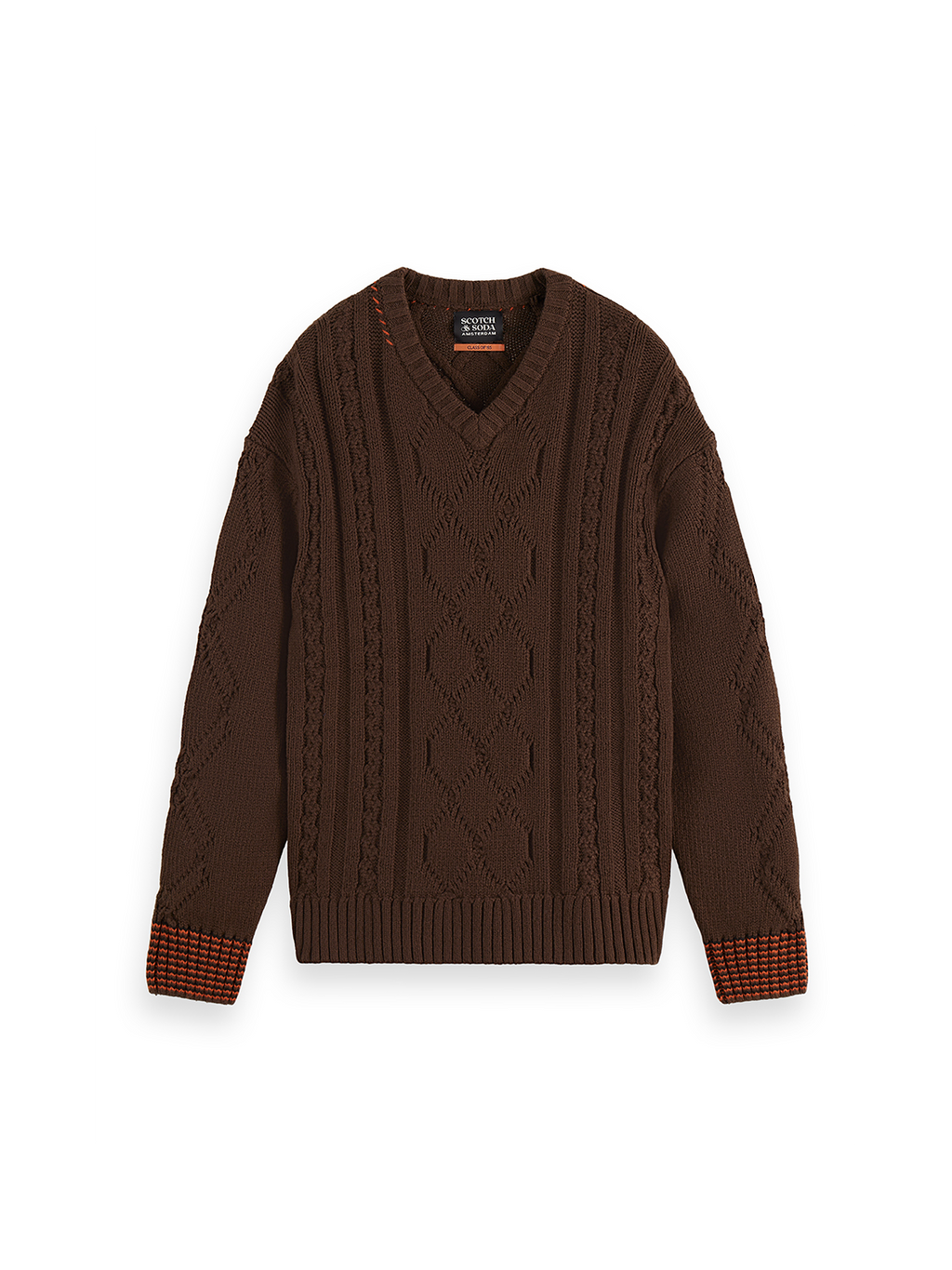 V-Neck chunky cable loose pullover