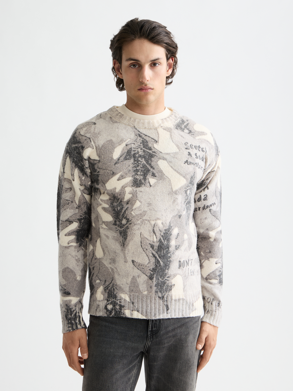 Printed dropped shoulder pullover