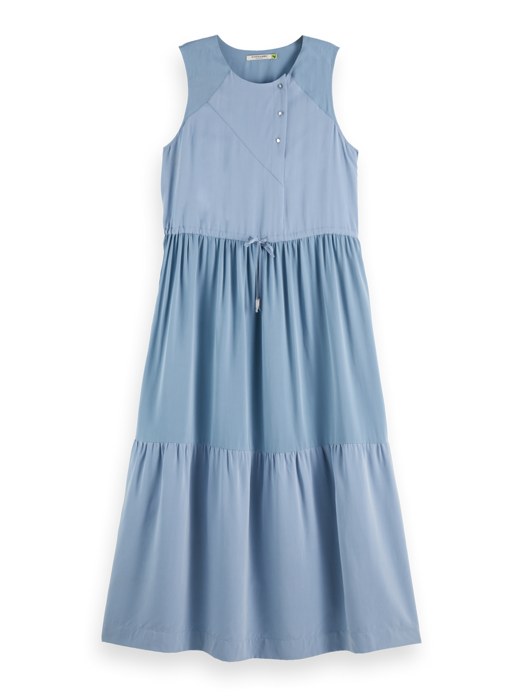 Midi dress with gathered waist