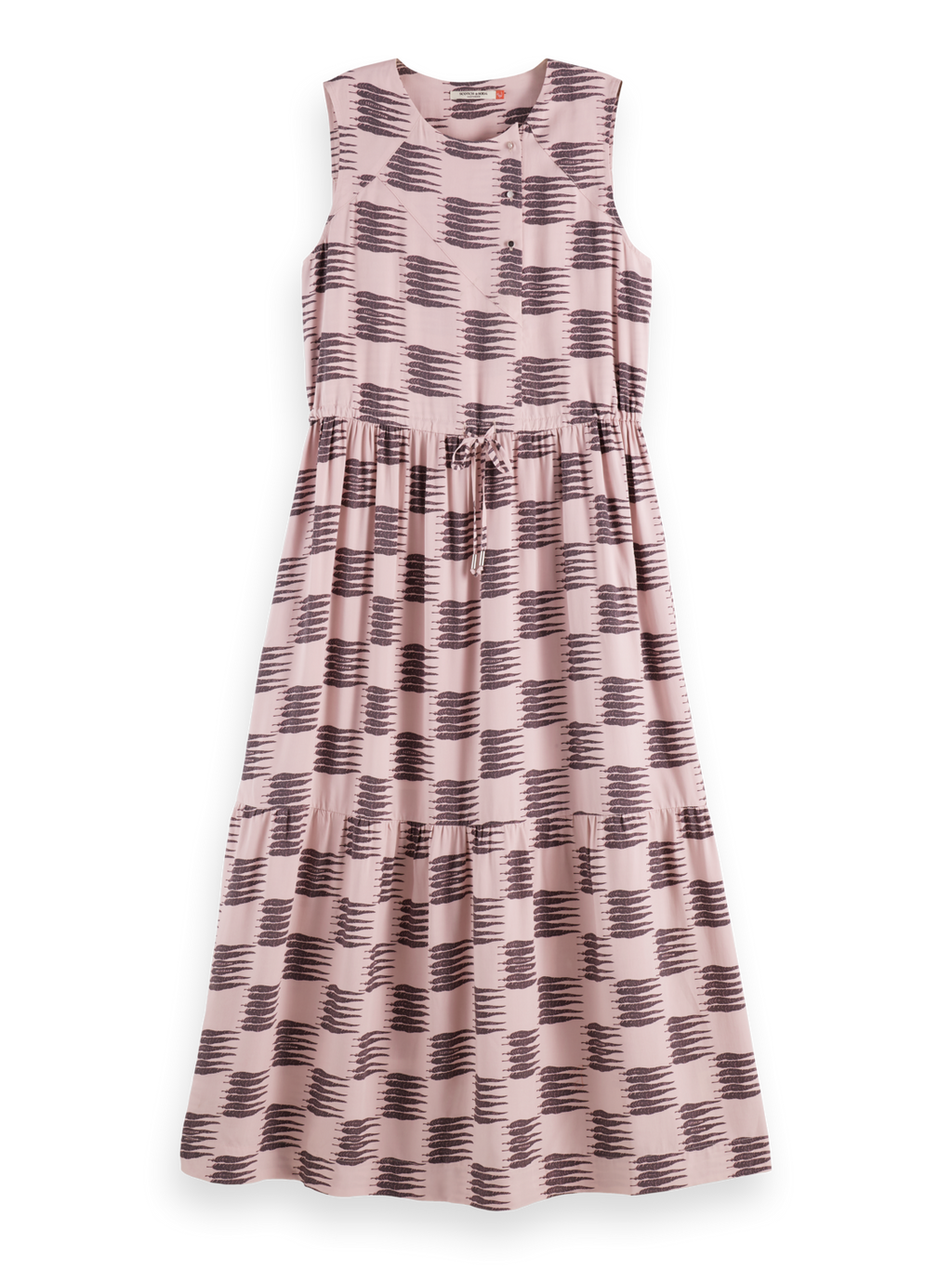 Midi dress with gathered waist