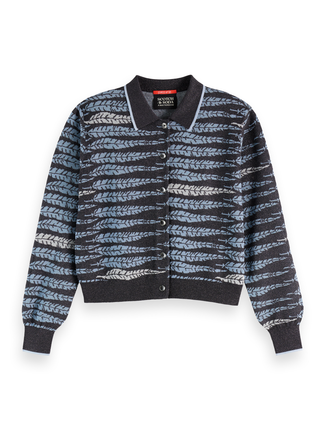 Lurex jacquard cardigan