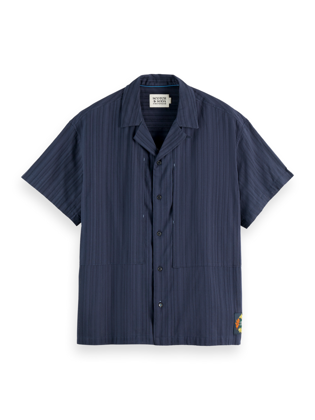 Structured stripe short sleeve shirt