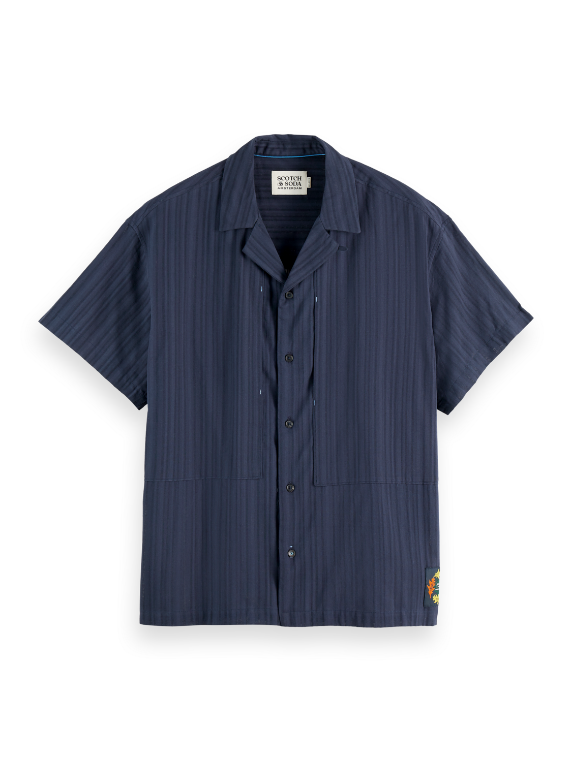 Structured stripe short sleeve shirt