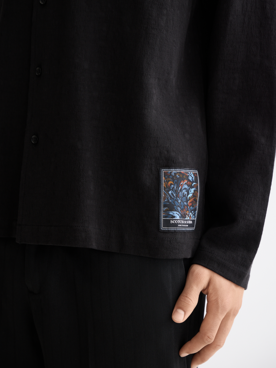 Tonal jacquard relaxed-fit shirt