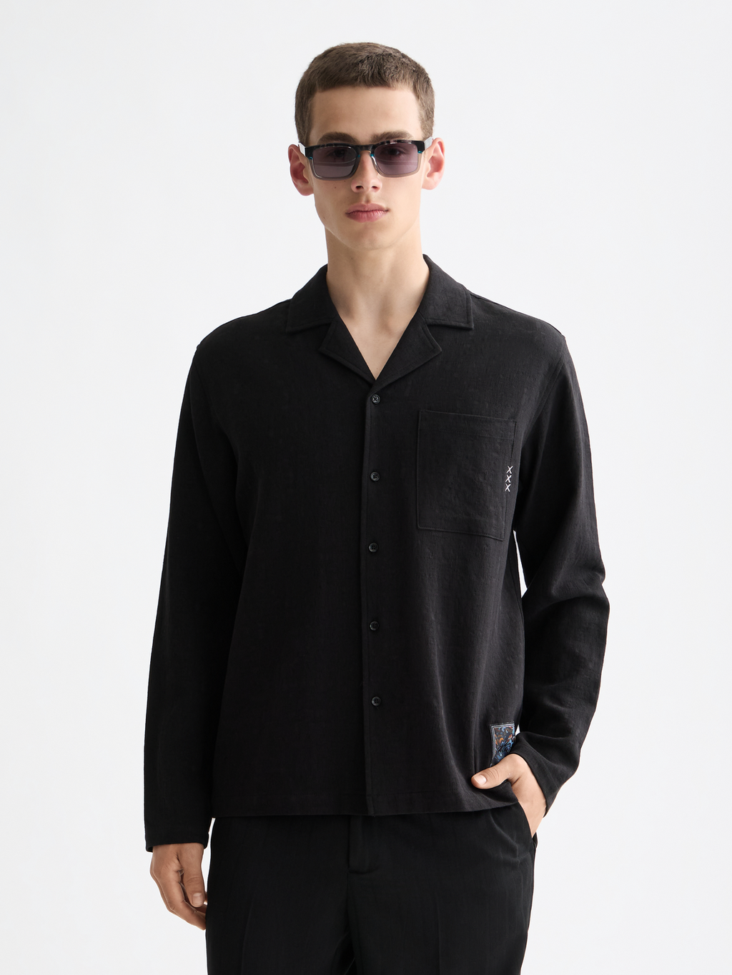 Tonal jacquard relaxed-fit shirt