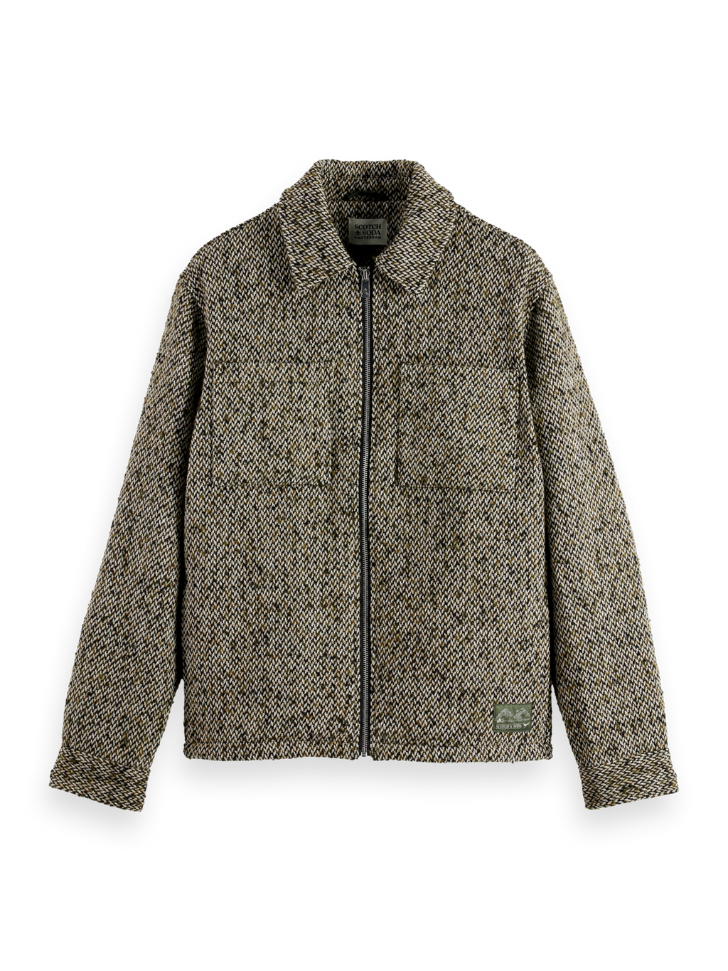 Multicoloured tweed wool-blend overshirt