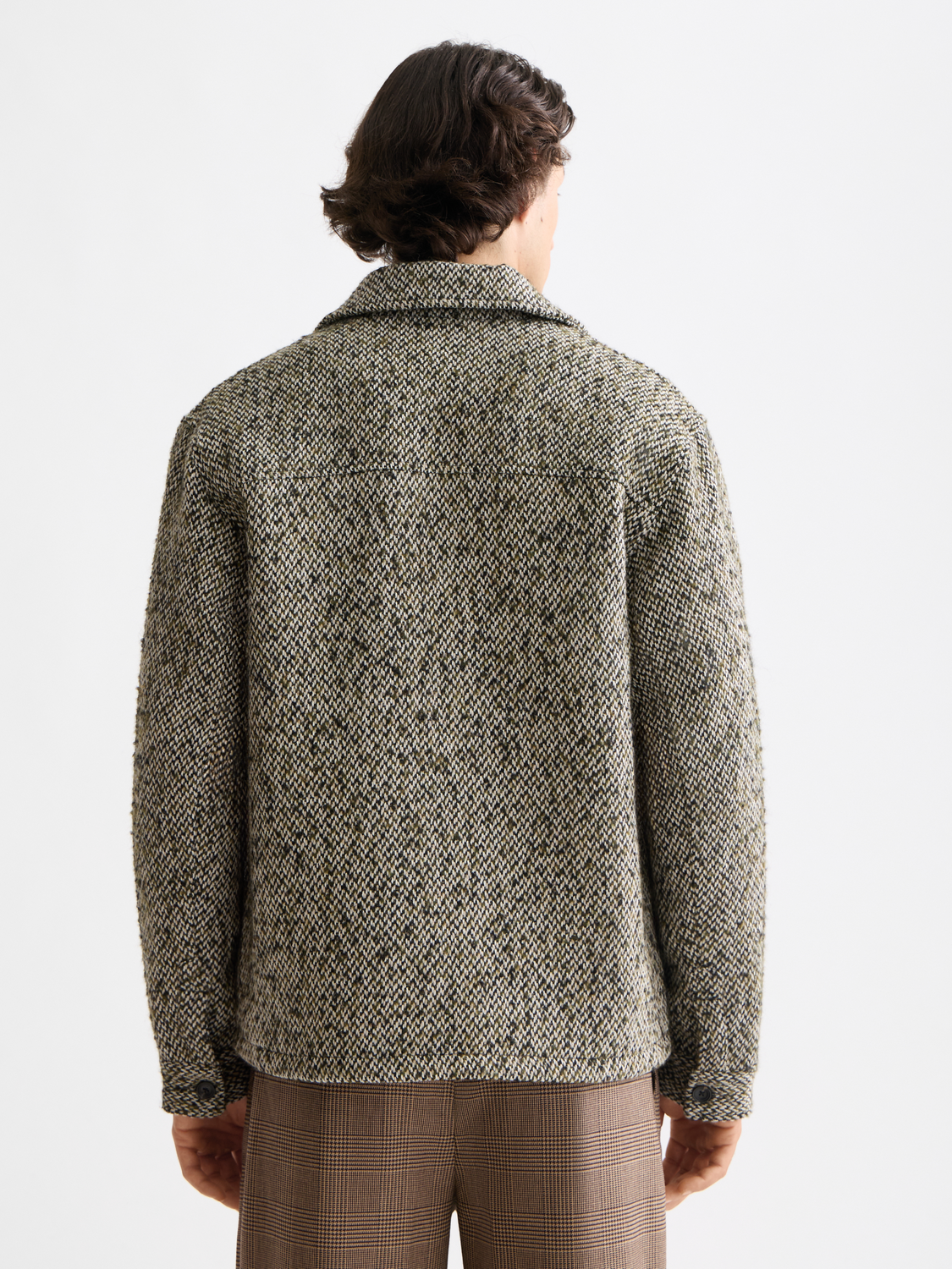 Multicoloured tweed wool-blend overshirt