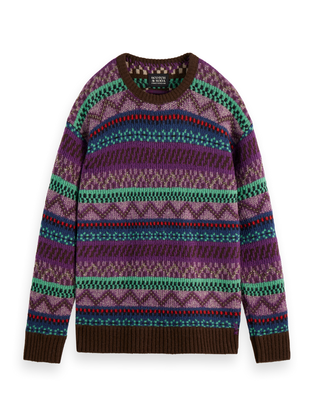 Jacquard dropped shoulder crewneck
