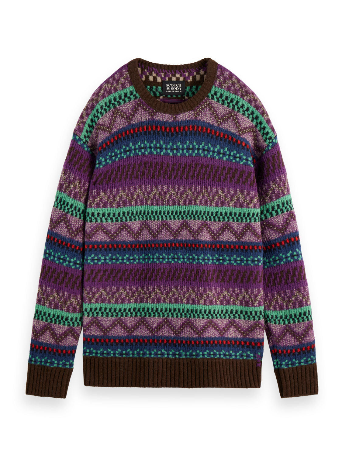 Jacquard dropped shoulder crewneck