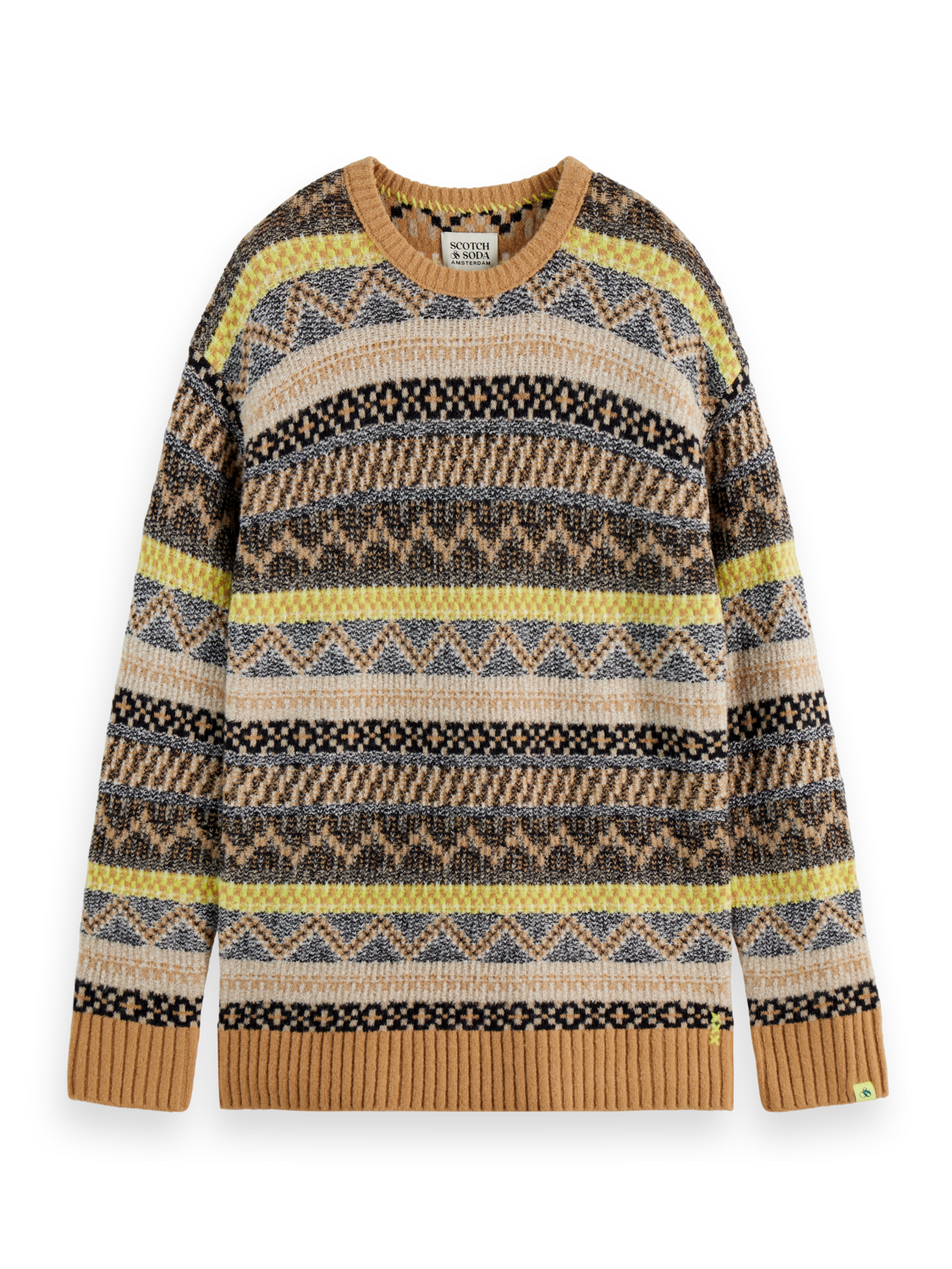 Jacquard dropped shoulder crewneck