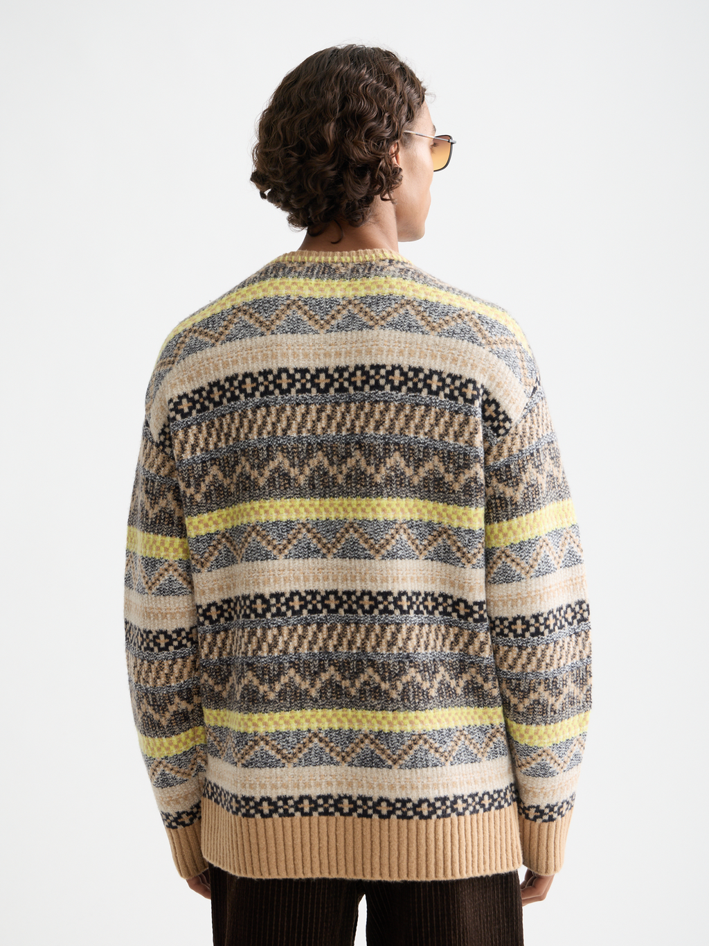 Jacquard dropped shoulder crewneck