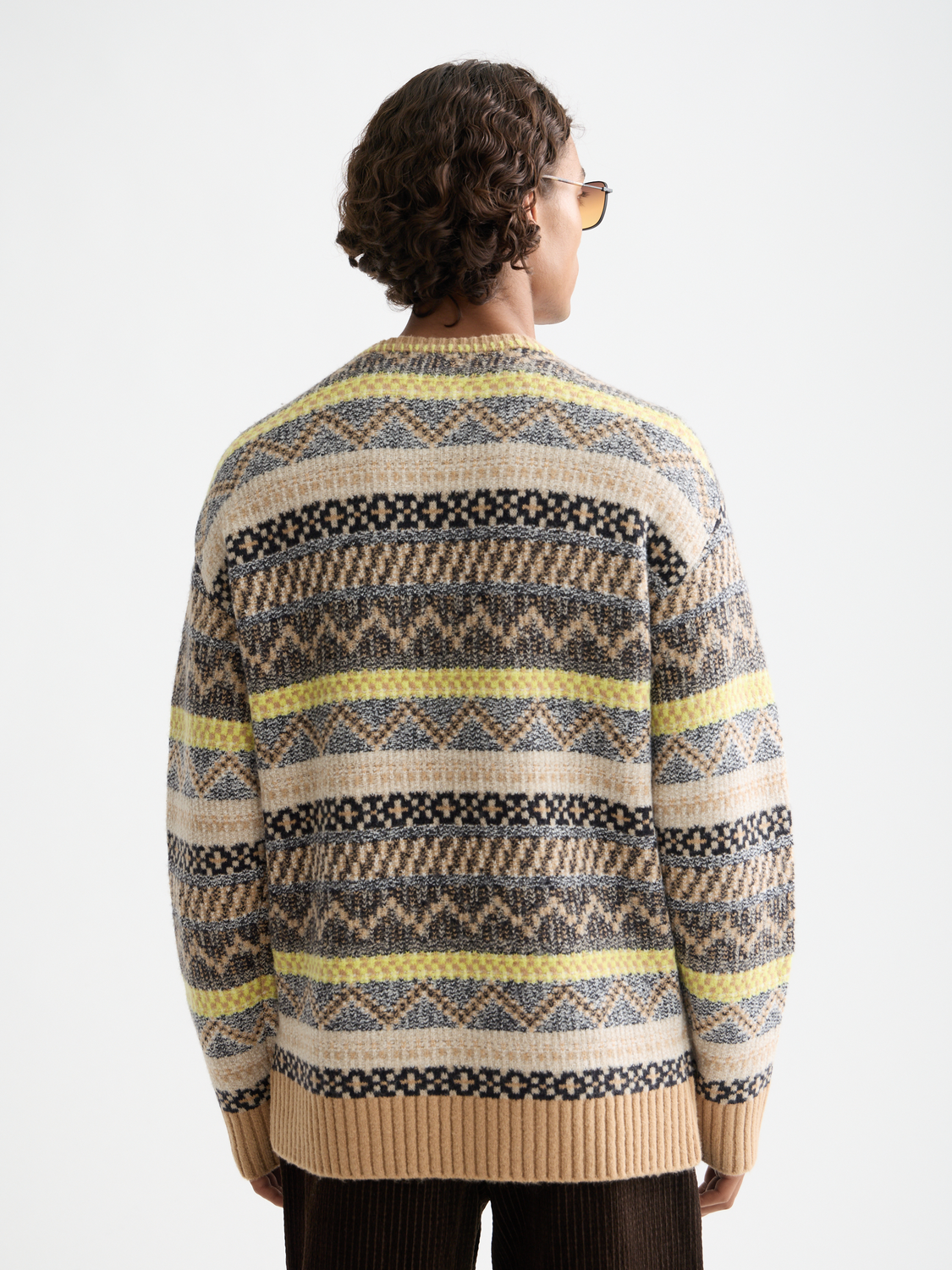 Jacquard dropped shoulder crewneck