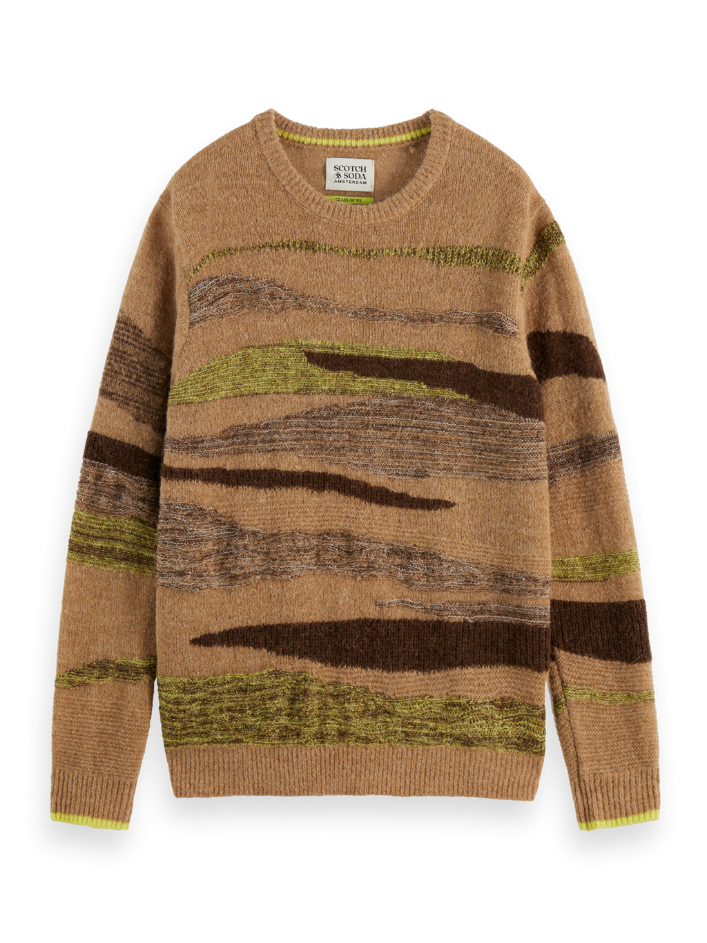 Fluffy alpaca wool blend crew neck