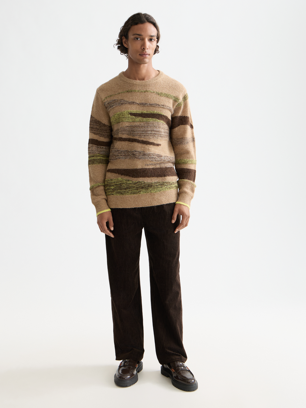Fluffy alpaca wool blend crew neck