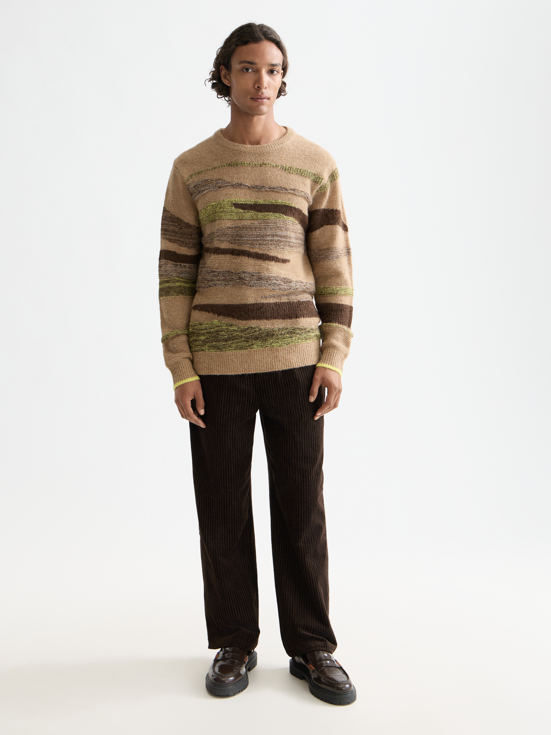 Fluffy alpaca wool blend crew neck