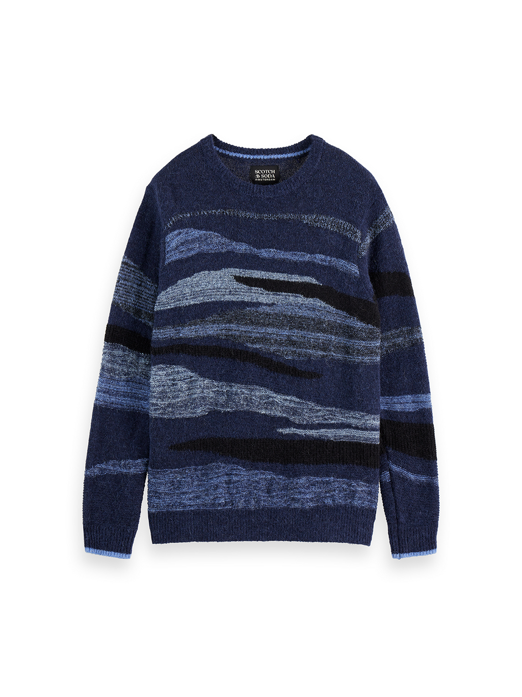 Fluffy alpaca wool blend crew neck