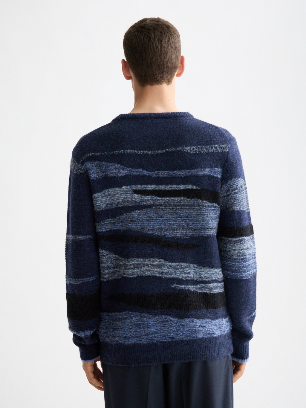 Fluffy alpaca wool blend crew neck