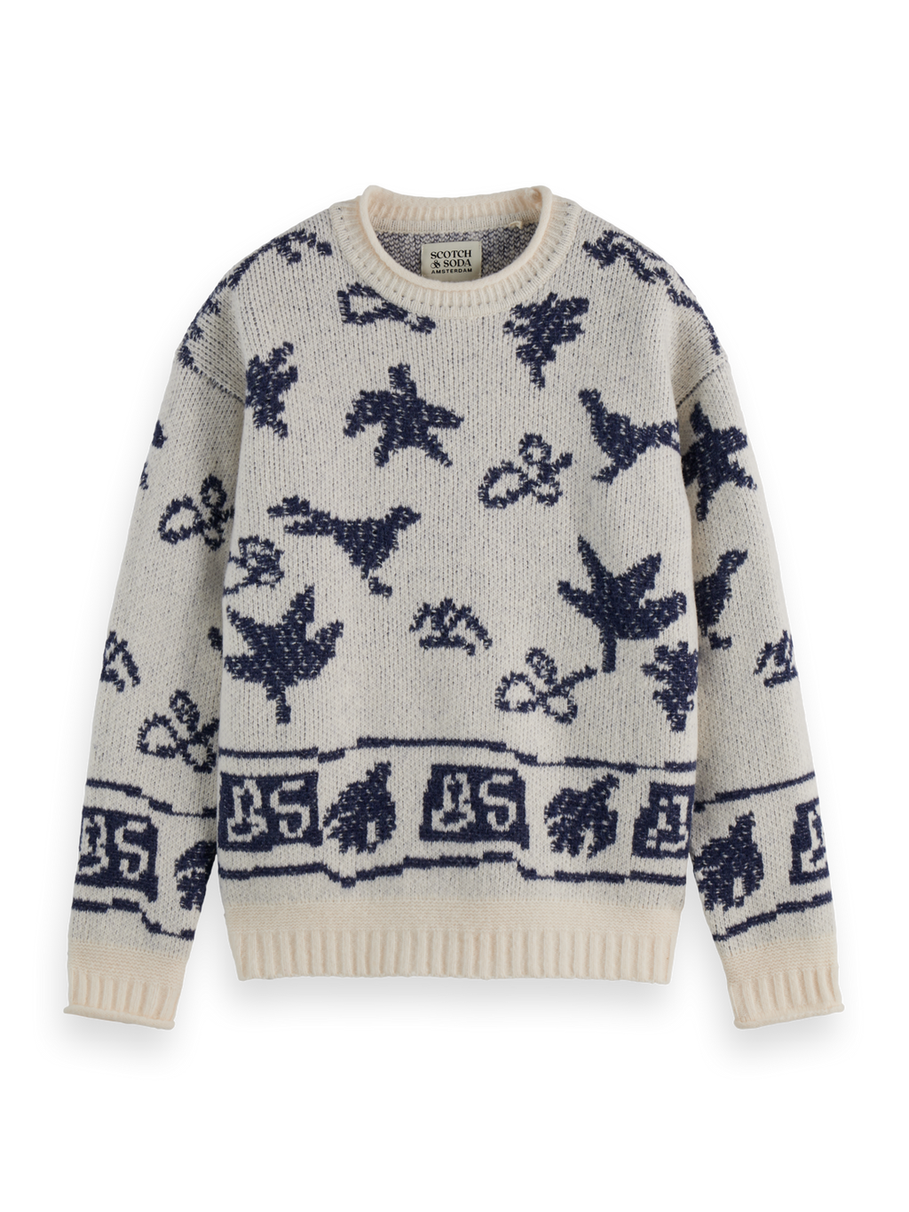 Jacquard dropped shoulder pullover