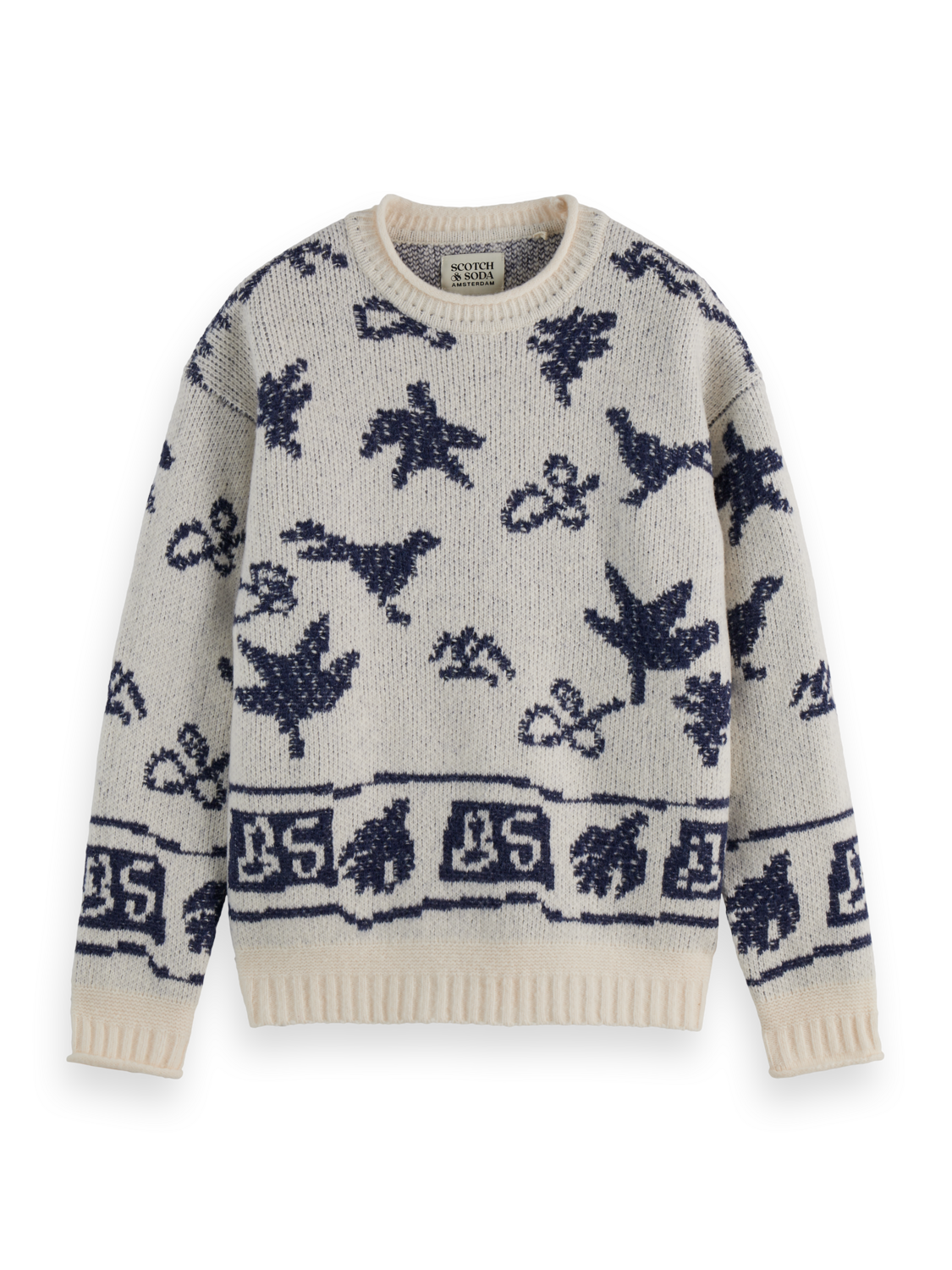 Jacquard dropped shoulder pullover