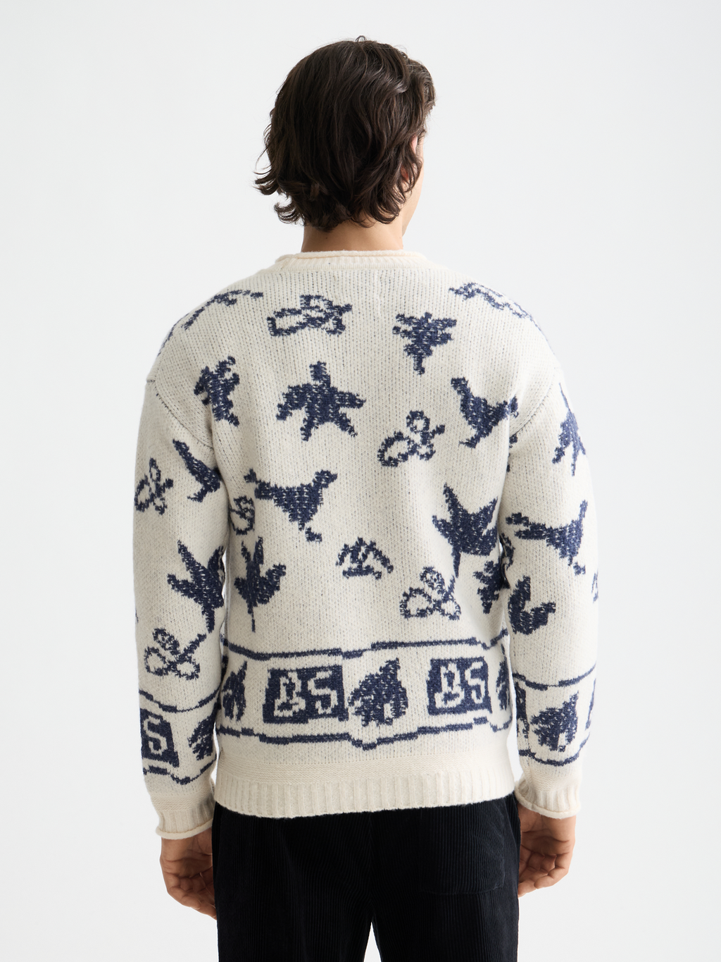 Jacquard dropped shoulder pullover