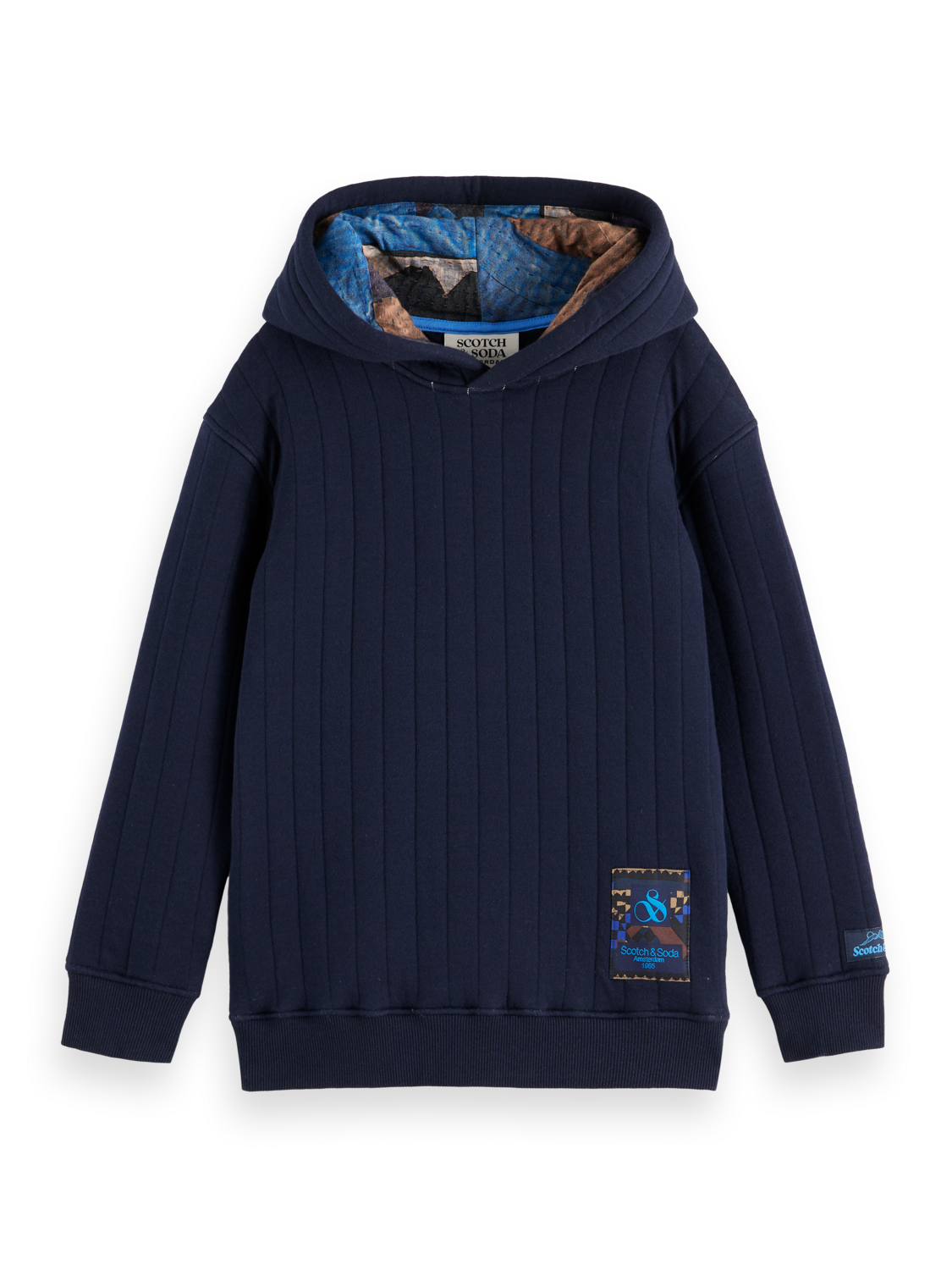 Boys Relaxed quilted patchwork hoodie