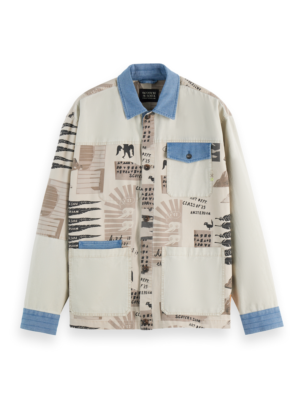 Printed block worker jacket
