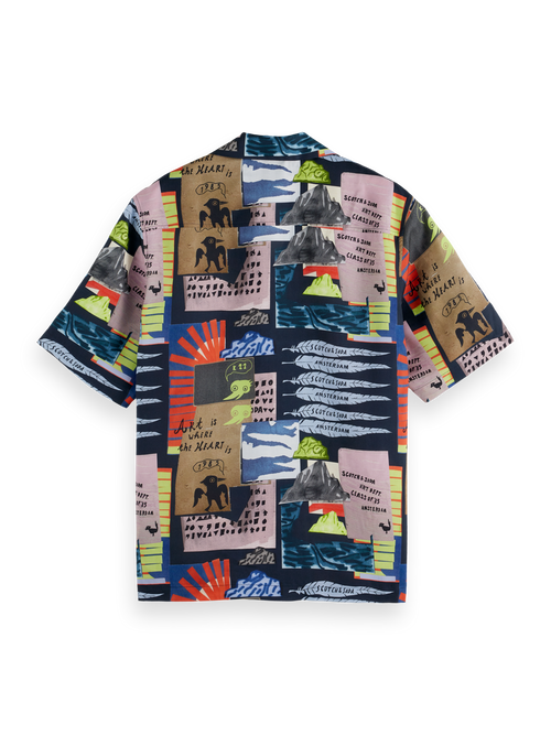 tencel printed short-sleeved shirt