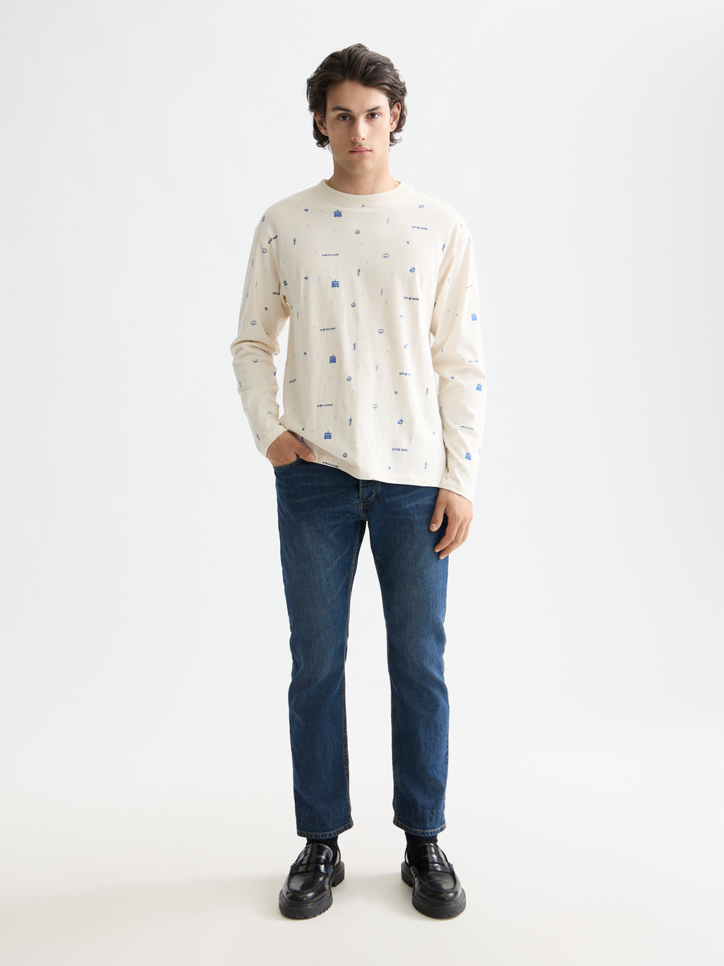 Allover Print Long-Sleeve Top – Let It Rain Collection
