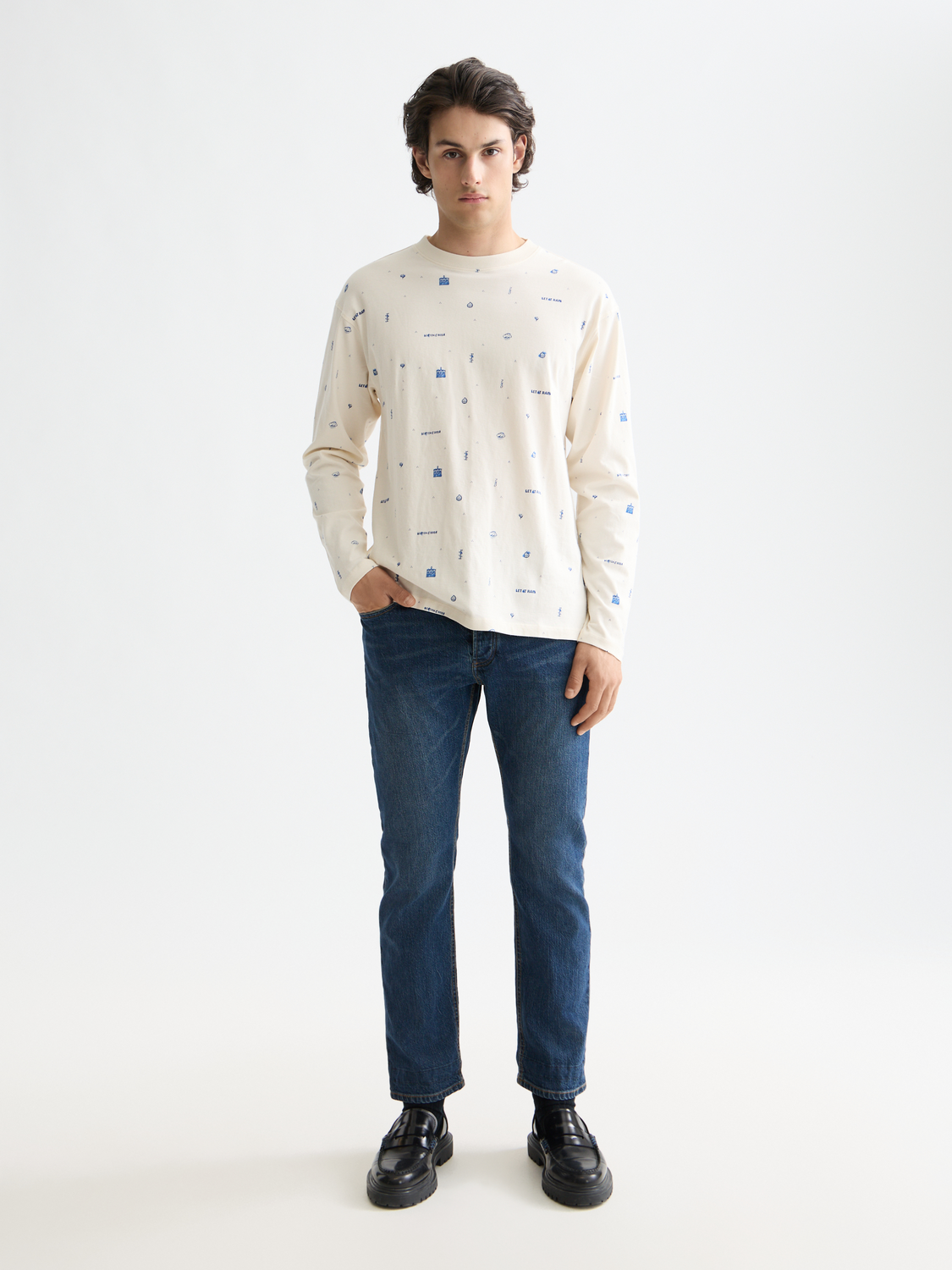 Allover Print Long-Sleeve Top – Let It Rain Collection