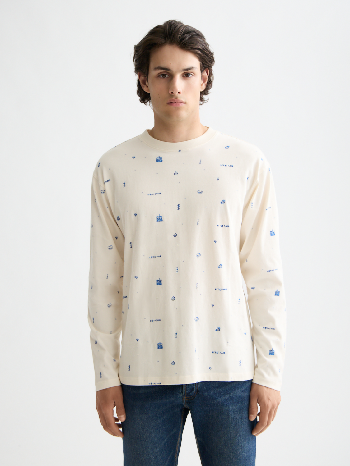 Allover Print Long-Sleeve Top – Let It Rain Collection