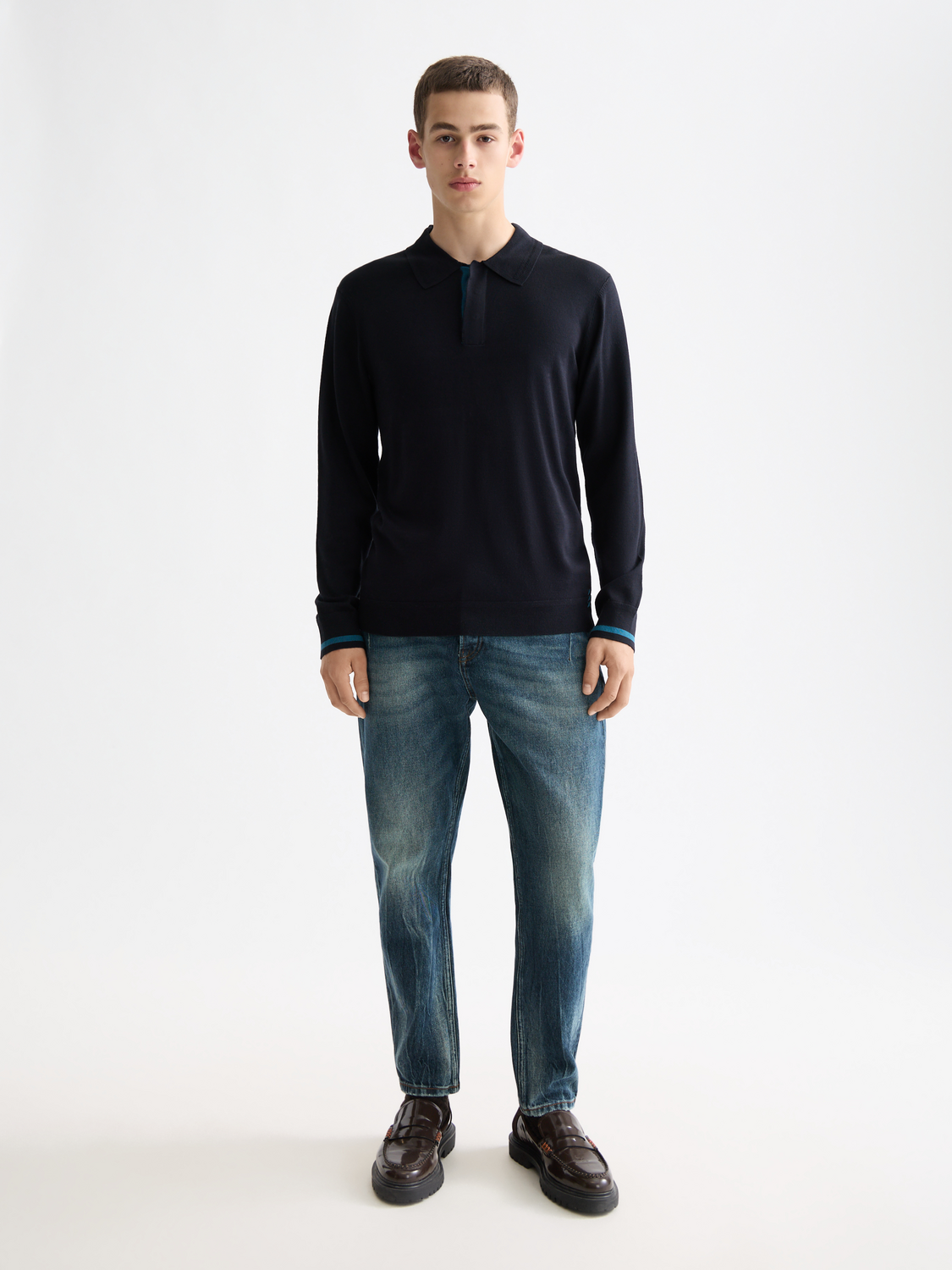 Ecovero Blend Knitted Long Sleeve Polo