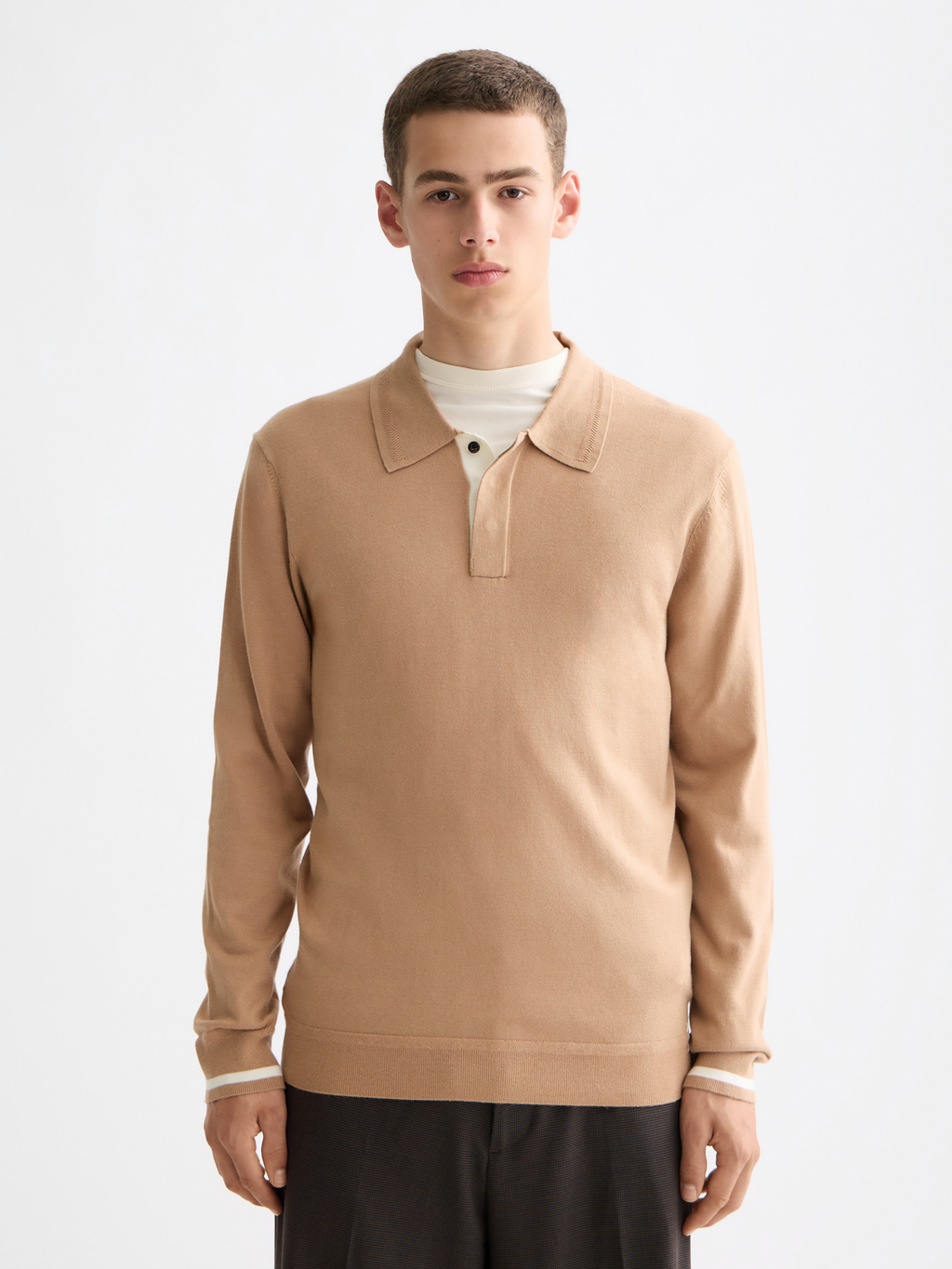 Knitted Long Sleeve Polo