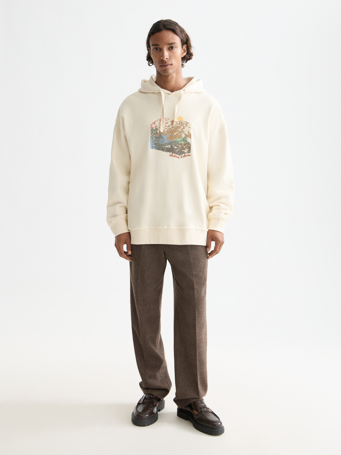 Loose Embroidered Artwork Hoodie