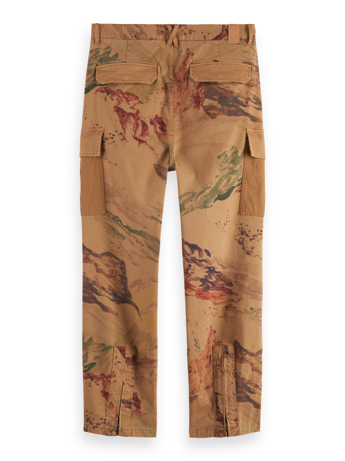 Harper-Printed garment-dyed cotton blend loose tapered cargo