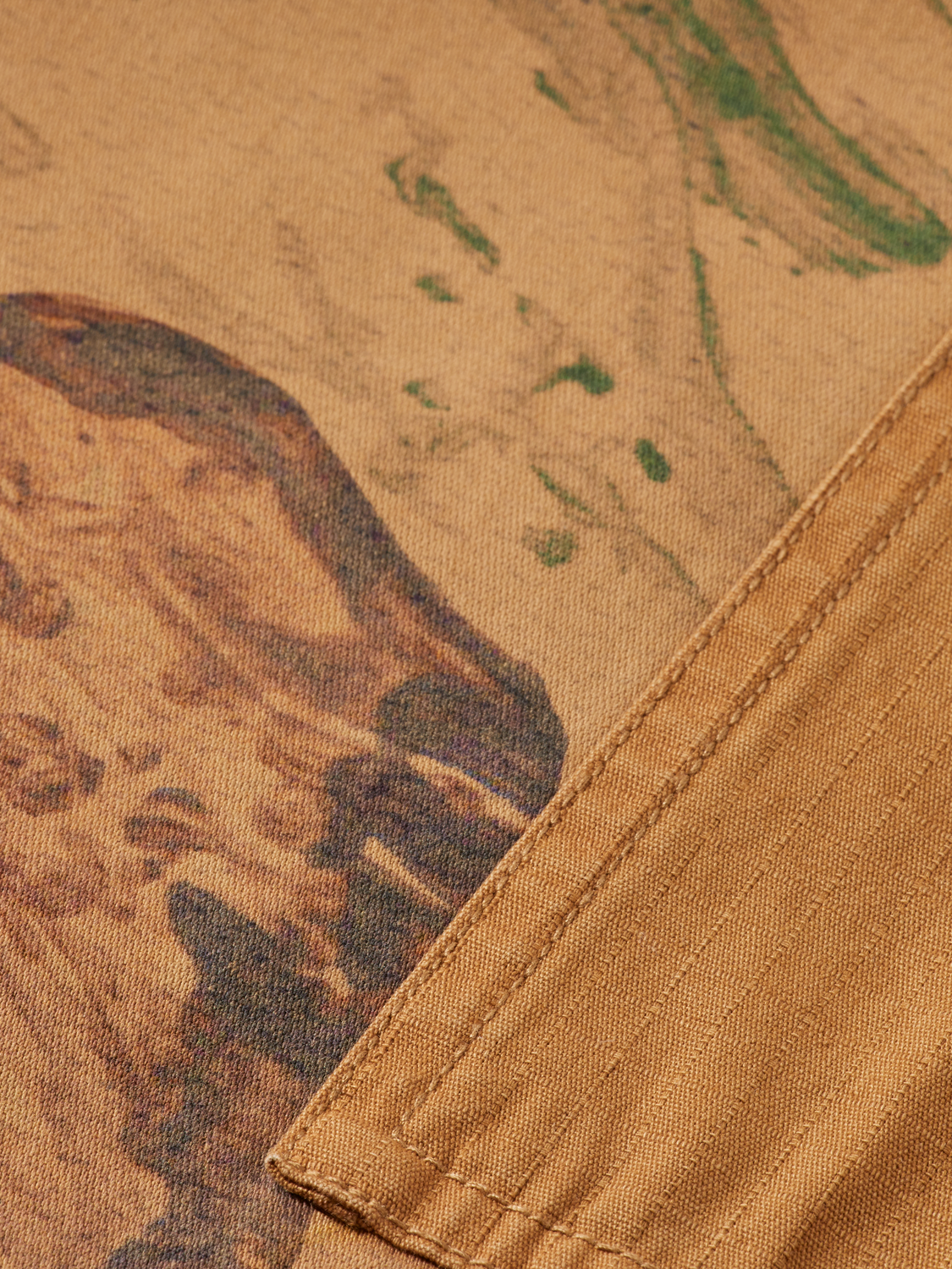 Harper-Printed garment-dyed cotton blend loose tapered cargo