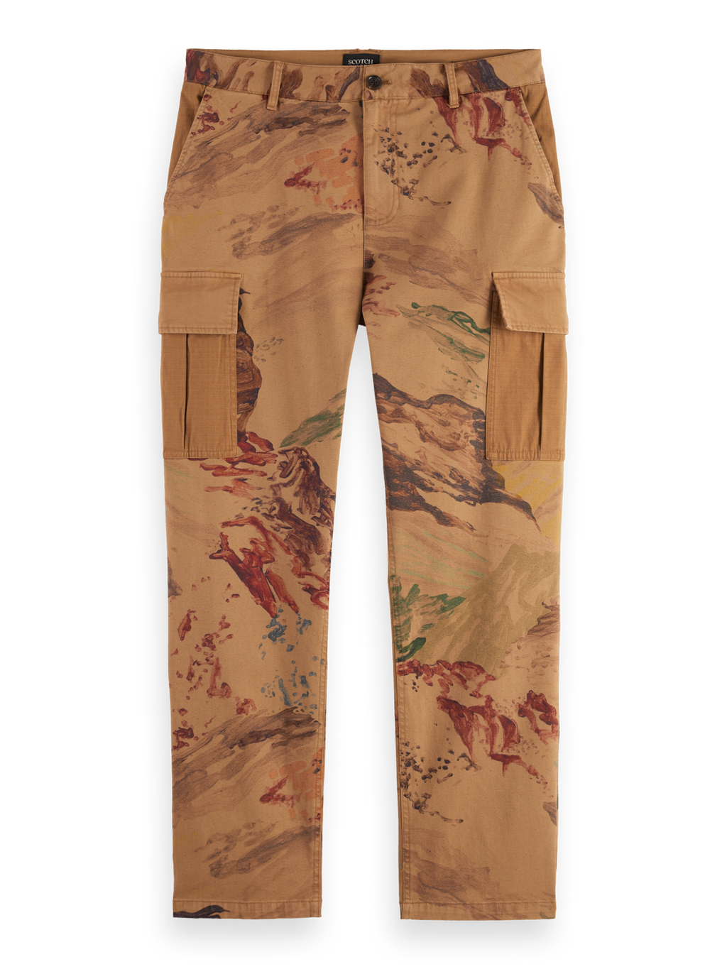 Harper-Printed garment-dyed cotton blend loose tapered cargo