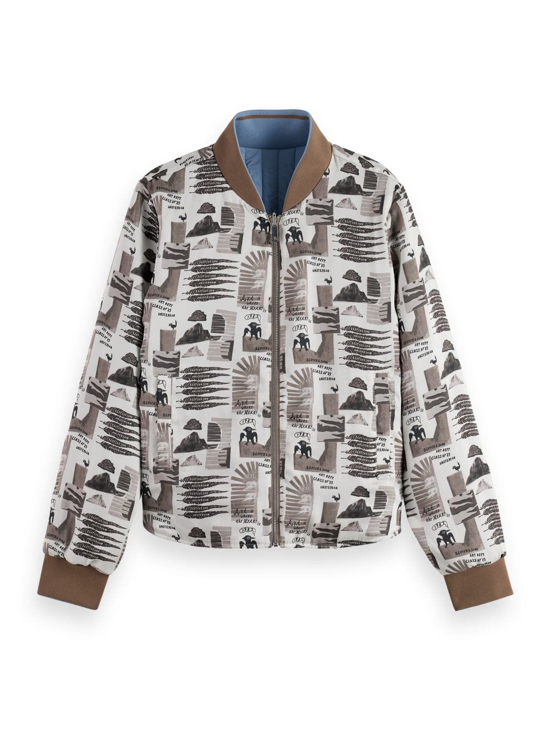 Reversible printed quilted bomber