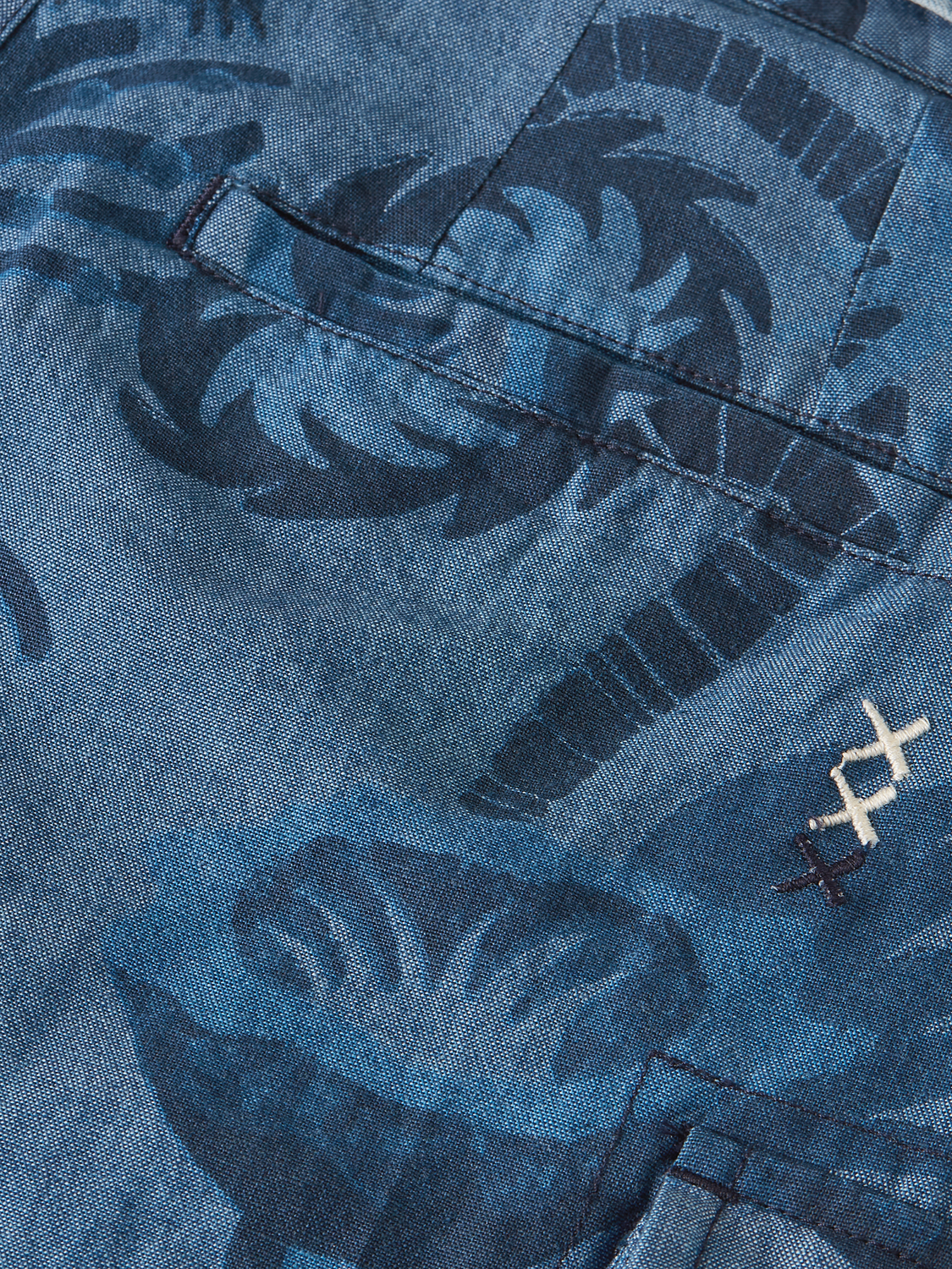 Allover print chambray shorts