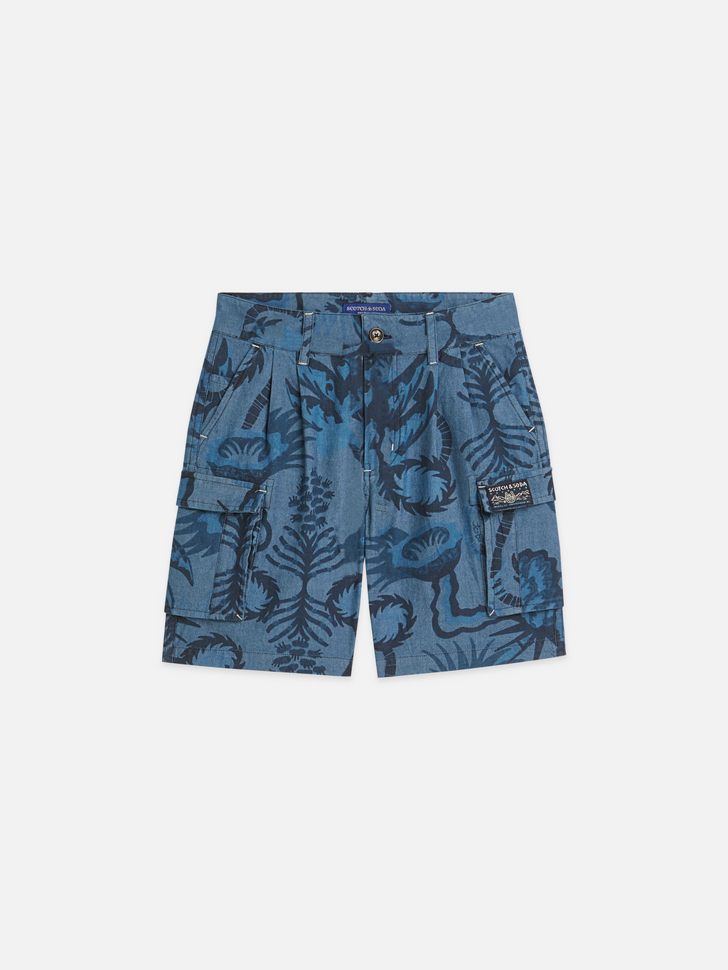 Allover print chambray shorts
